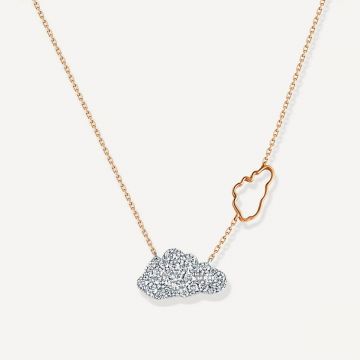 Cloud Love Full Diamond Pendant Pink Gold