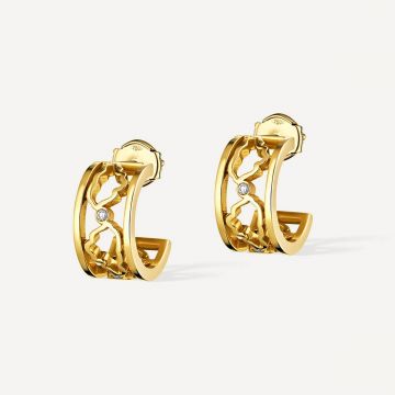 Cloud Love Gold Line Band Earring Yellow Gold