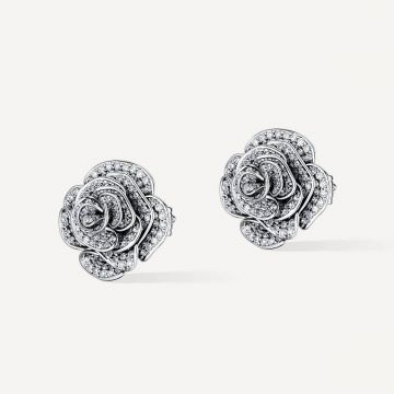 Rose Thank You Full Diamond Earring White Gold