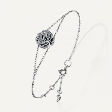 Rose Thank you Full Diamond Mini Bracelet White Gold