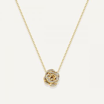 Rose Thank You Full Diamond Mini Pendant Yellow Gold