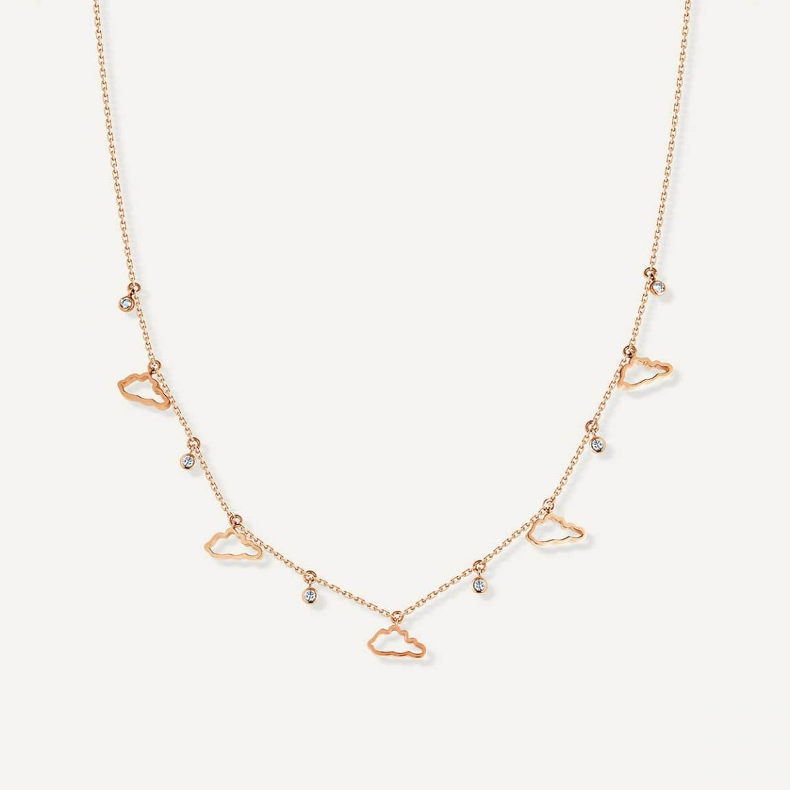 Cloud Love Necklace with Five Pendant Pink Gold