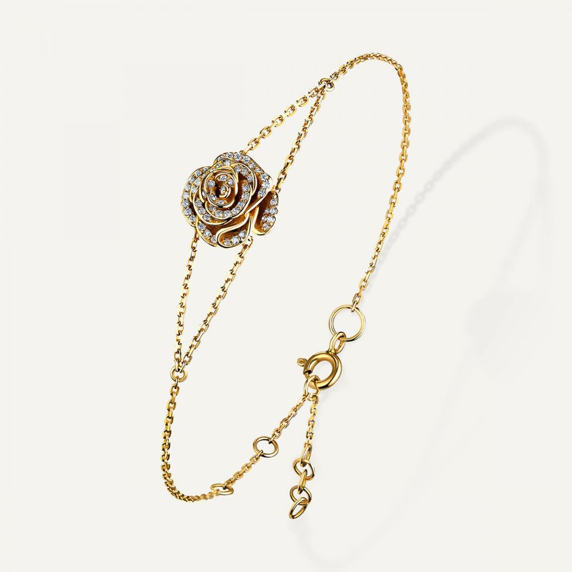 Rose Thank you Full Diamond Mini Bracelet Yellow Gold