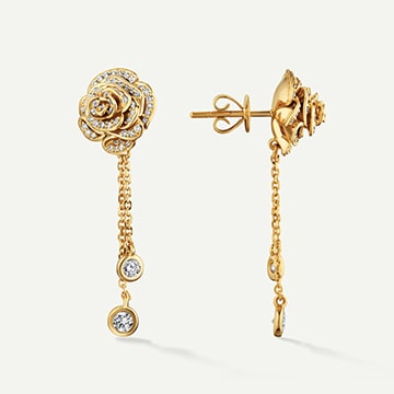 rose thank you diamond earrings yellow gold