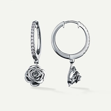 rose thank you diamond earrings white gold