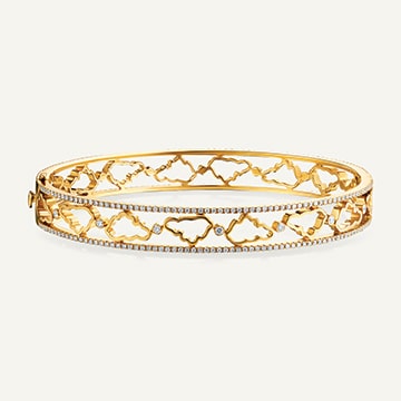 cloud love diamond band bangle gold