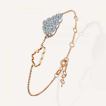 Cloud Love Full Diamond Bracelet White Pink Gold