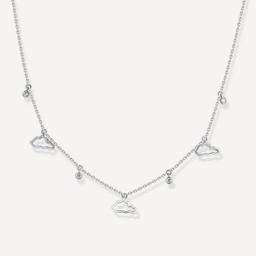 Cloud Love Necklace with Three Pendant White Gold