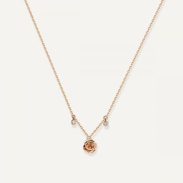 Rose Thank You Necklace with One Pendant Pink Gold
