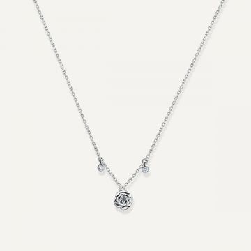 Rose Thank You Necklace with One Pendant White Gold