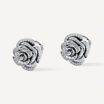 Rose Thank You Full Diamond Mini Earring White Gold
