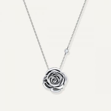 Rose Thank You Gold Pendant White Gold