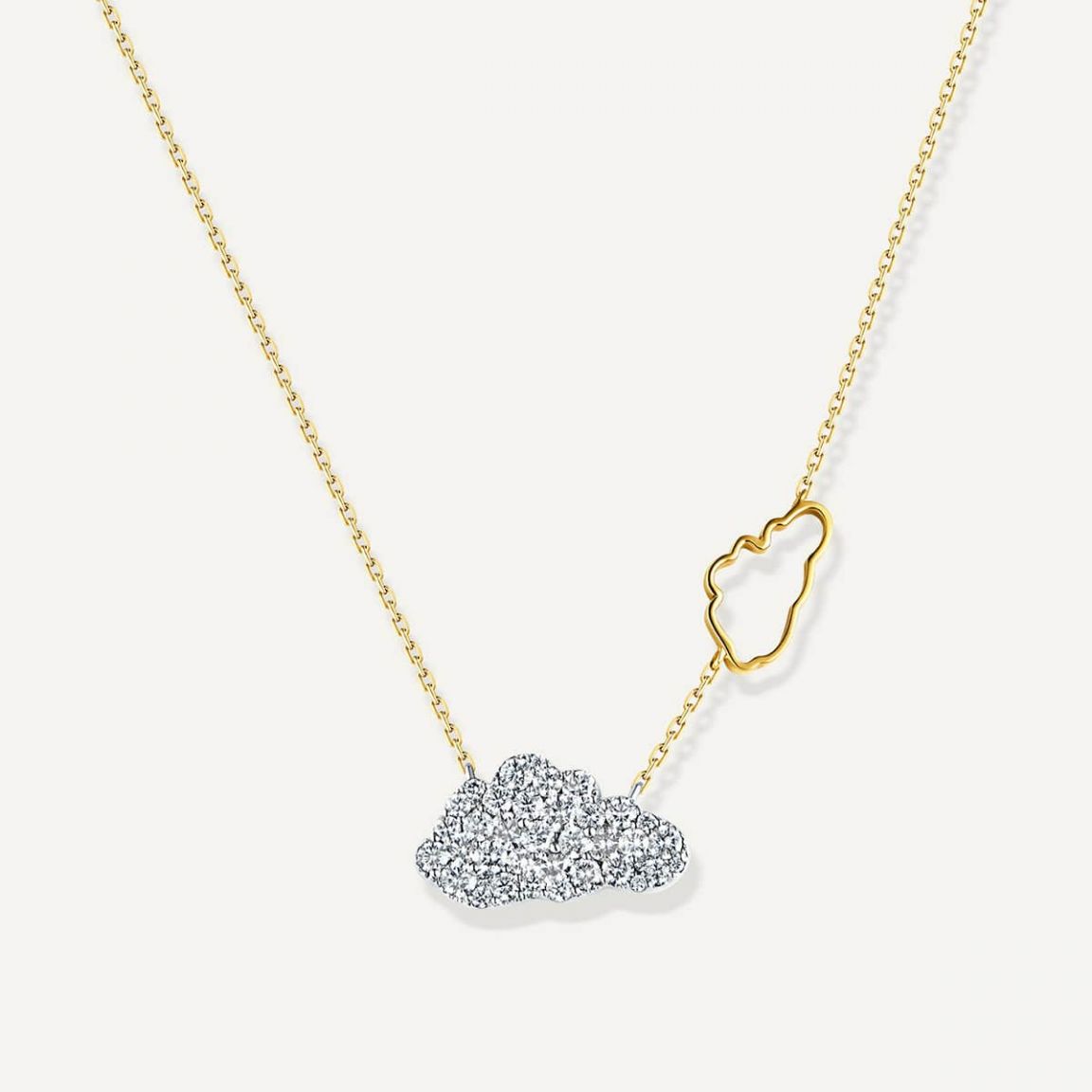 Cloud Love Full Diamond Pendant Yellow Gold
