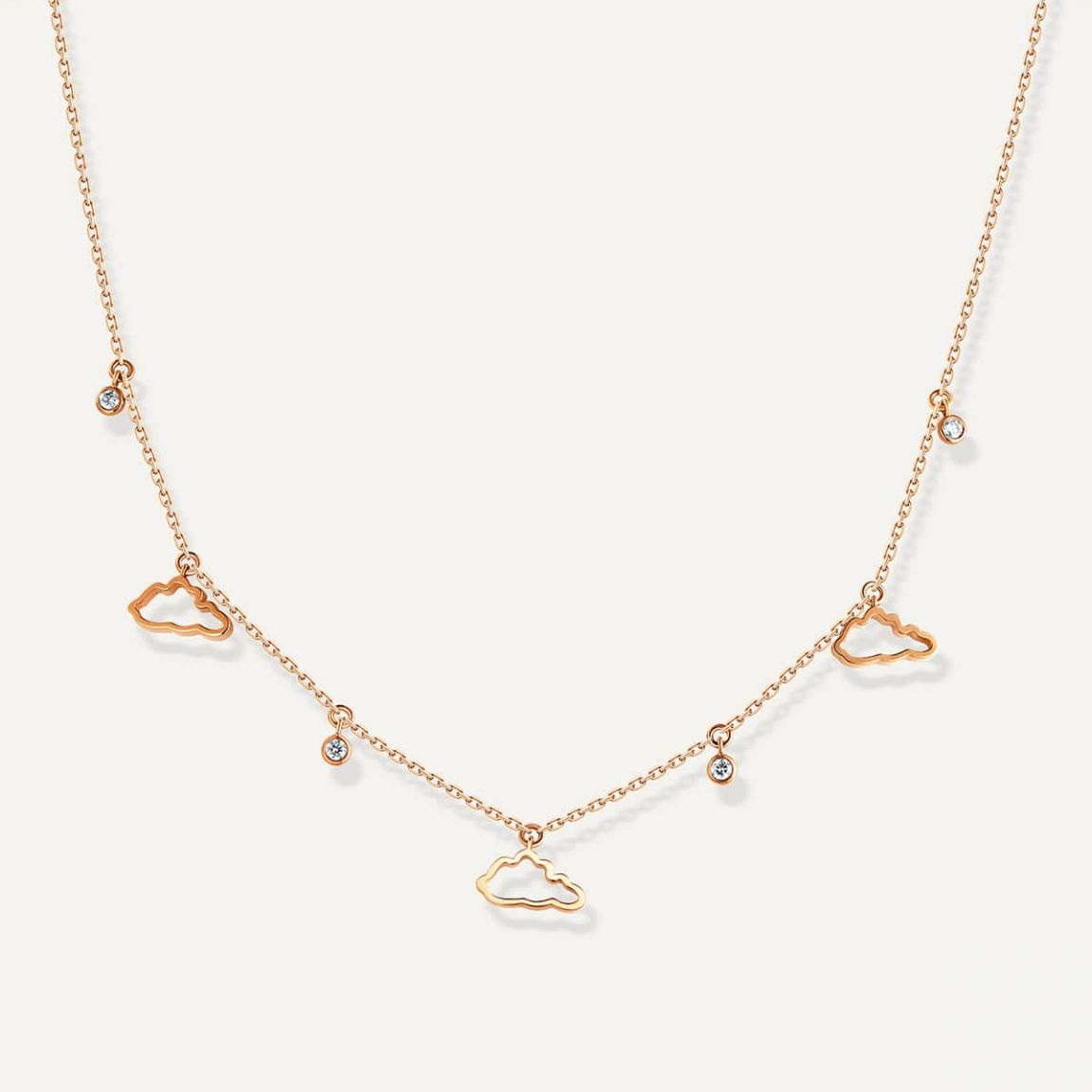 Cloud Love Necklace with Three Pendant Pink Gold