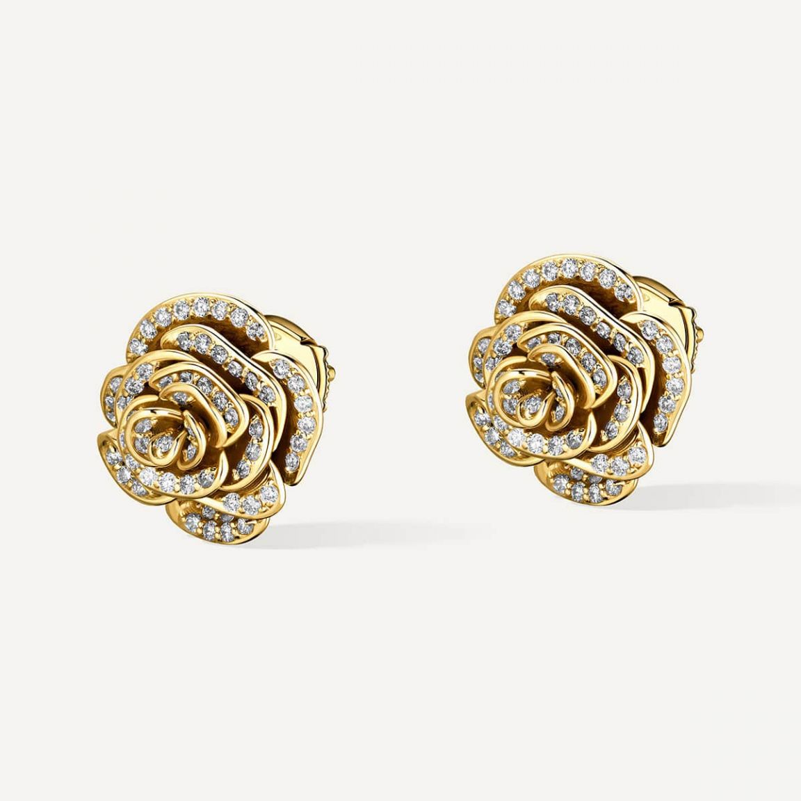 Rose Thank You Full Diamond Mini Earring Yellow Gold