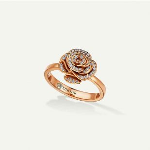 Rose Thank You Full Diamond Mini Ring Pink Gold