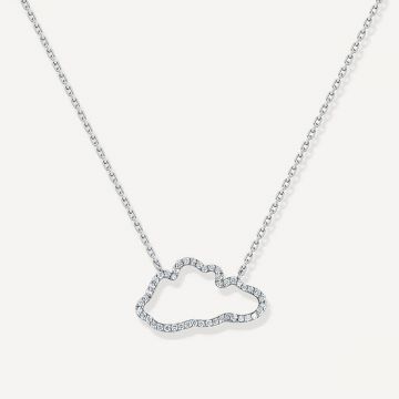 Cloud Love Diamond Line Pendant White Gold