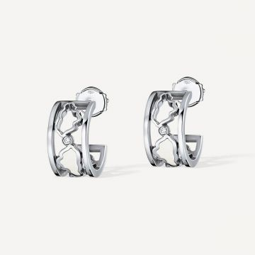Cloud Love Enamel Band Earring White Gold