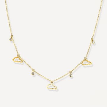 Cloud Love Necklace with Three Pendant Yellow Gold