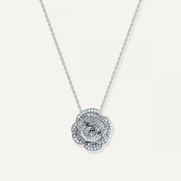 Rose Thank You Full Diamond Pendant White Gold