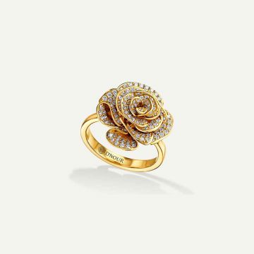 Rose Thank You Full Diamond Ring Yellow Gold