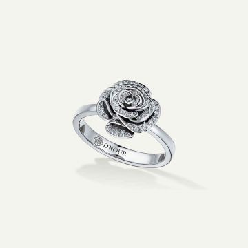 Rose Thank You Full Diamond Mini Ring White Gold