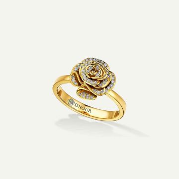 Rose Thank You Full Diamond Mini Ring Yellow Gold