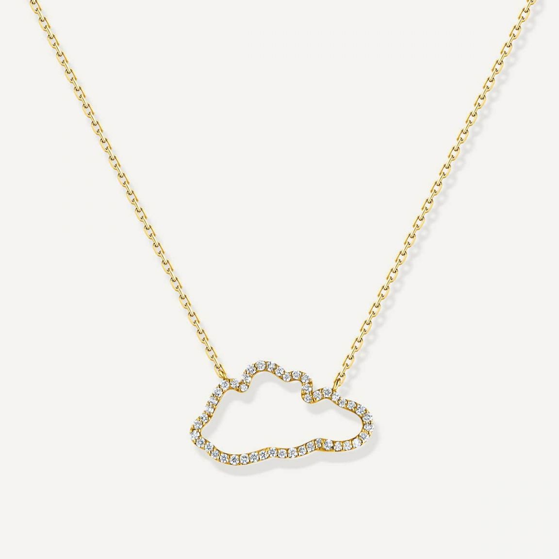 Cloud Love Diamond Line Pendant Yellow Gold