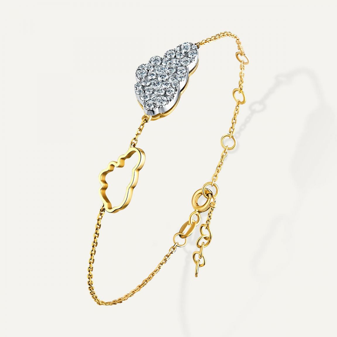 Cloud Love Full Diamond Bracelet White Yellow Gold
