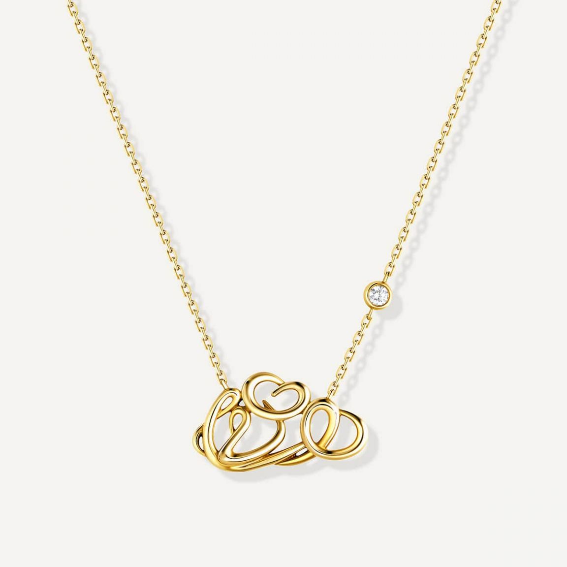 Cloud Love Full Diamond Pendant Yellow Gold