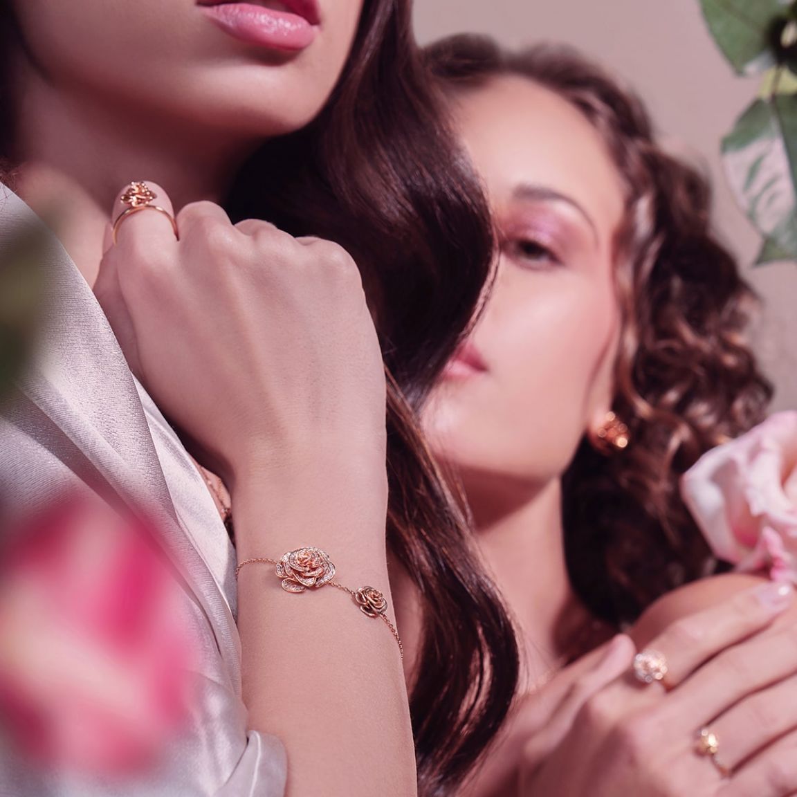 Rose Thank you Full Diamond Bracelet Pink Gold