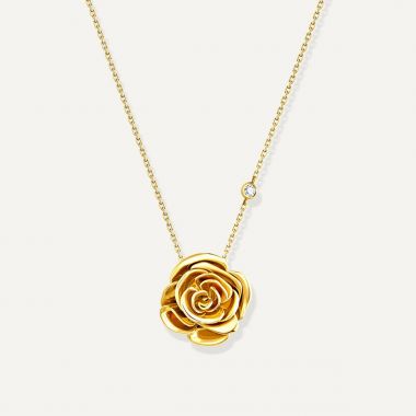 Rose Thank You Gold Pendant Yellow Gold